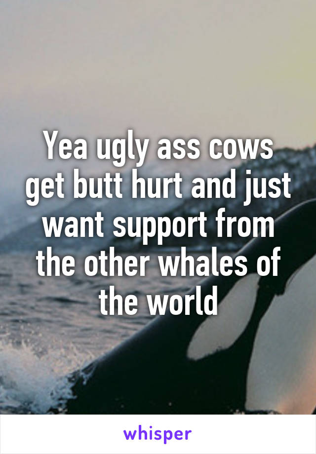 Yea ugly ass cows get butt hurt and just want support from the other whales of the world