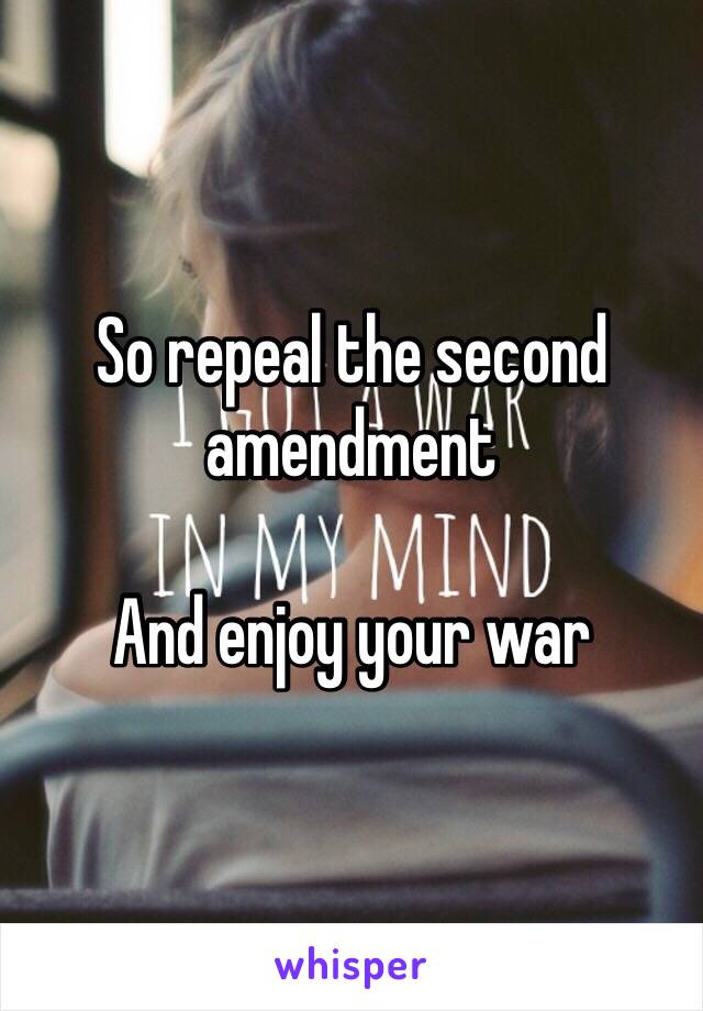 So repeal the second amendment 

And enjoy your war 