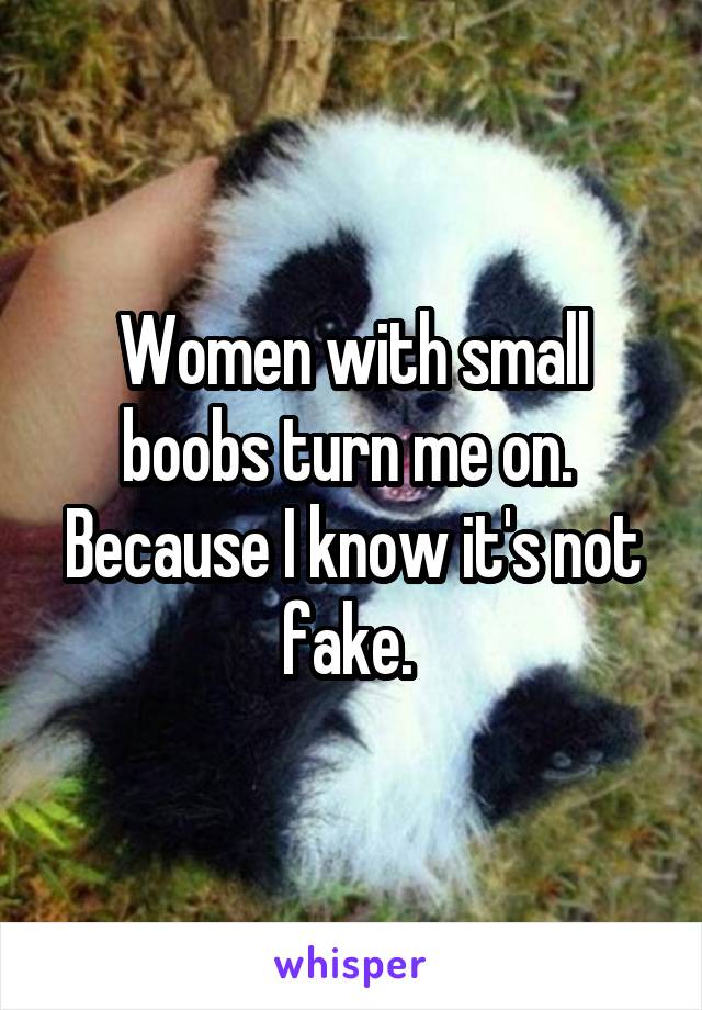 Women with small boobs turn me on. 
Because I know it's not fake. 