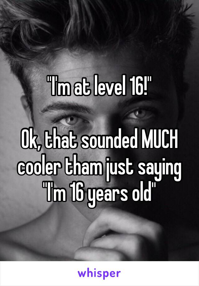 "I'm at level 16!"

Ok, that sounded MUCH cooler tham just saying
"I'm 16 years old"