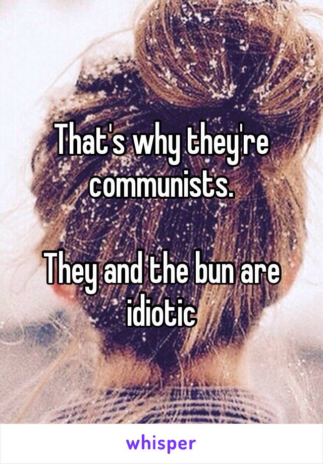 That's why they're communists. 

They and the bun are idiotic