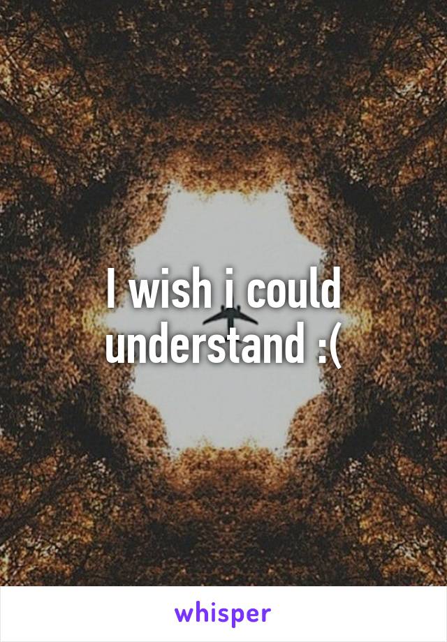 I wish i could understand :(