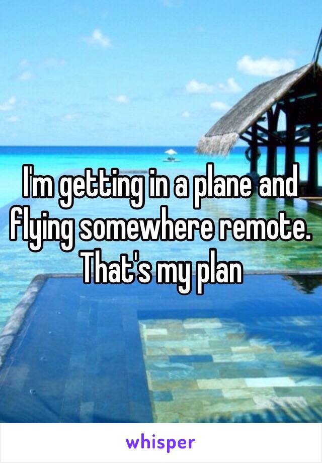 I'm getting in a plane and flying somewhere remote. That's my plan 