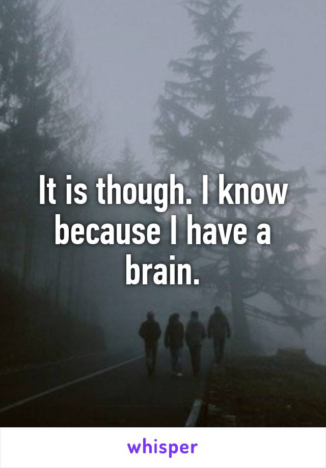 It is though. I know because I have a brain.