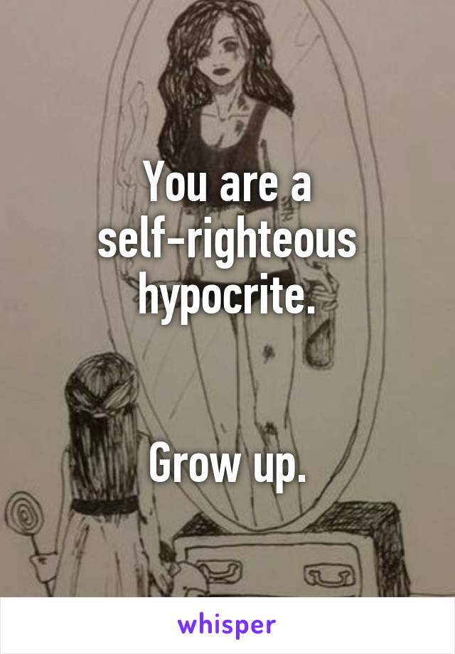 You are a self-righteous hypocrite.


Grow up.