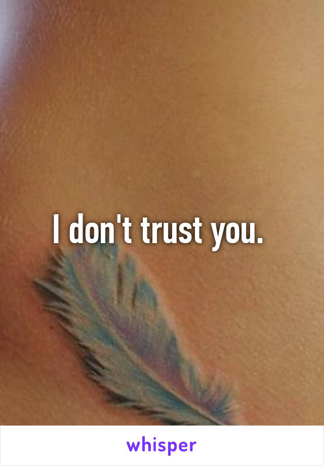 I don't trust you. 