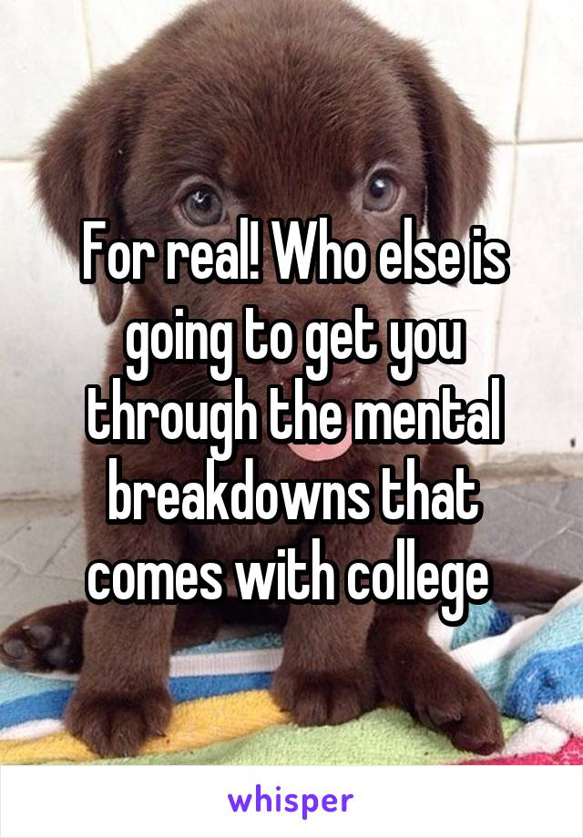 For real! Who else is going to get you through the mental breakdowns that comes with college 