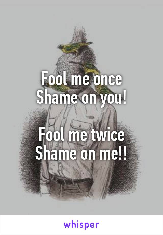 Fool me once
Shame on you!

Fool me twice
Shame on me!!