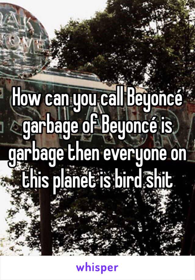 How can you call Beyoncé garbage of Beyoncé is garbage then everyone on this planet is bird shit