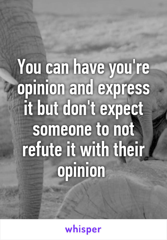 You can have you're opinion and express it but don't expect someone to not refute it with their opinion 