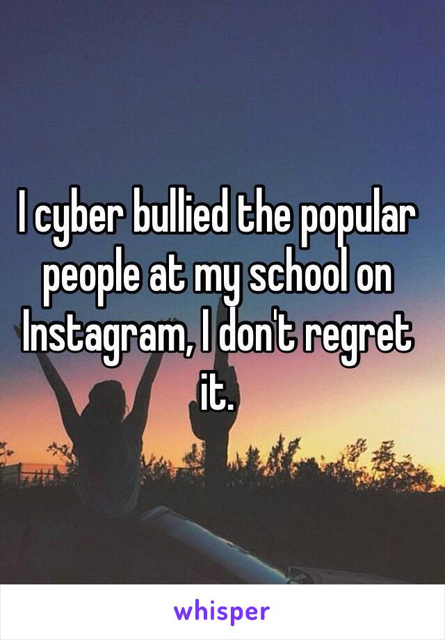 I cyber bullied the popular people at my school on Instagram, I don't regret it.