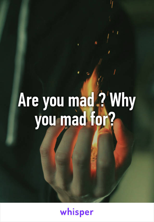 Are you mad ? Why you mad for? 