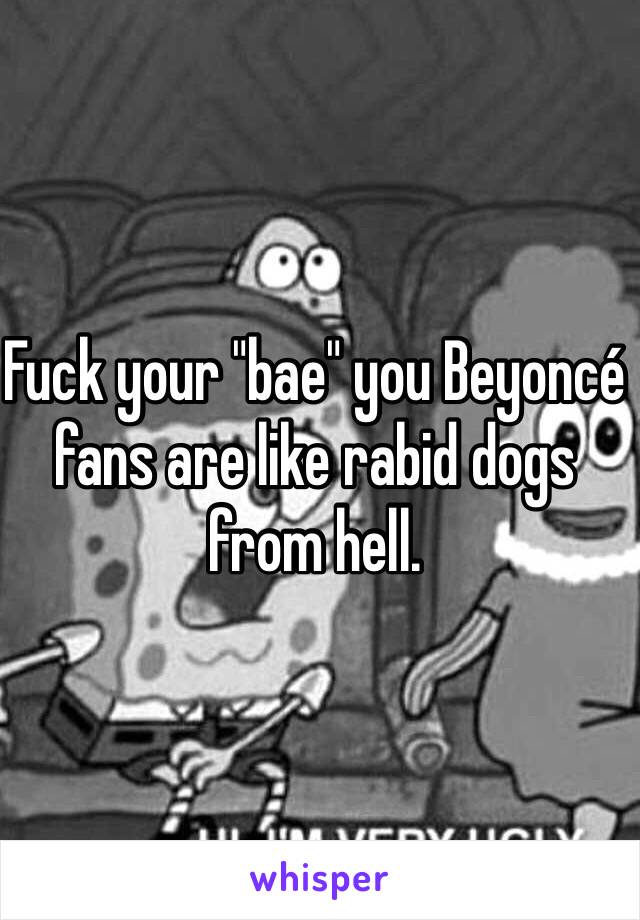 Fuck your "bae" you Beyoncé fans are like rabid dogs from hell. 