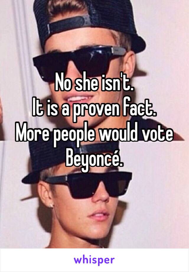 No she isn't.
It is a proven fact.
More people would vote Beyoncé.
