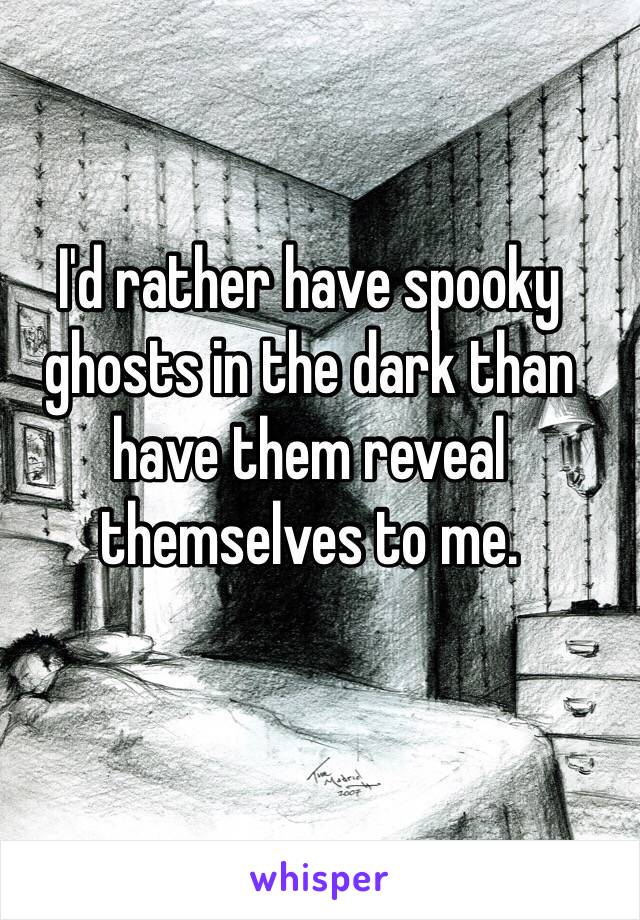 I'd rather have spooky ghosts in the dark than have them reveal themselves to me.