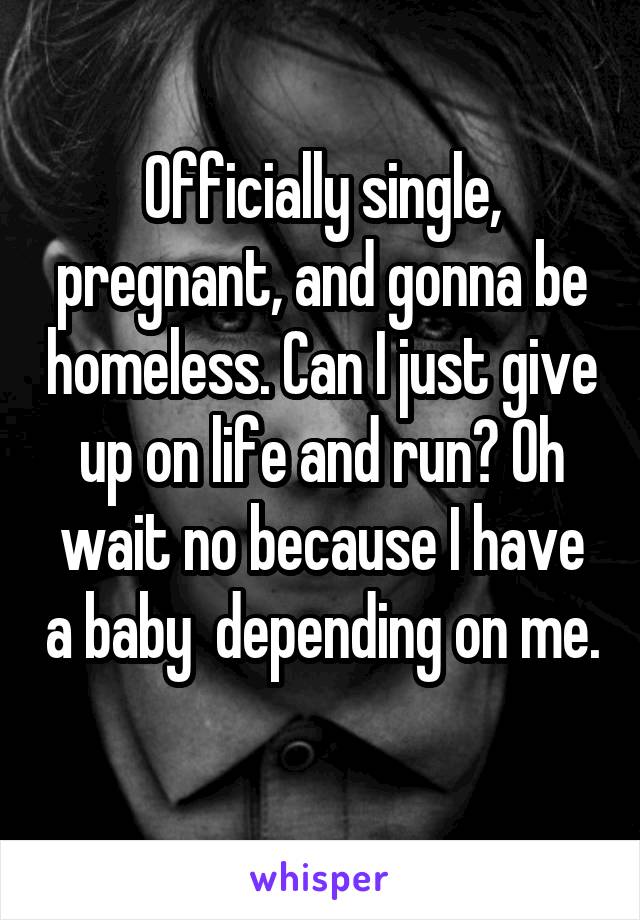 Officially single, pregnant, and gonna be homeless. Can I just give up on life and run? Oh wait no because I have a baby  depending on me. 
