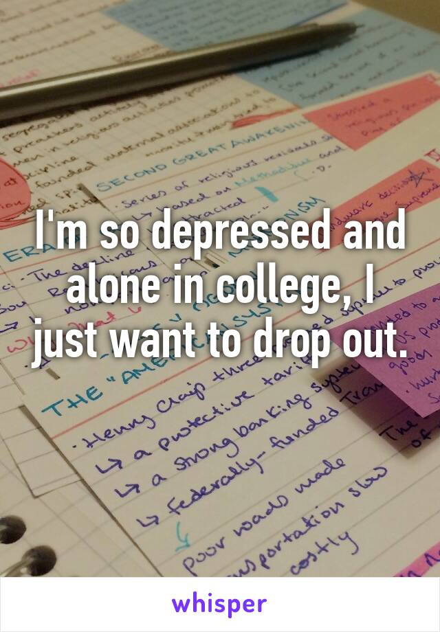 I'm so depressed and alone in college, I just want to drop out. 