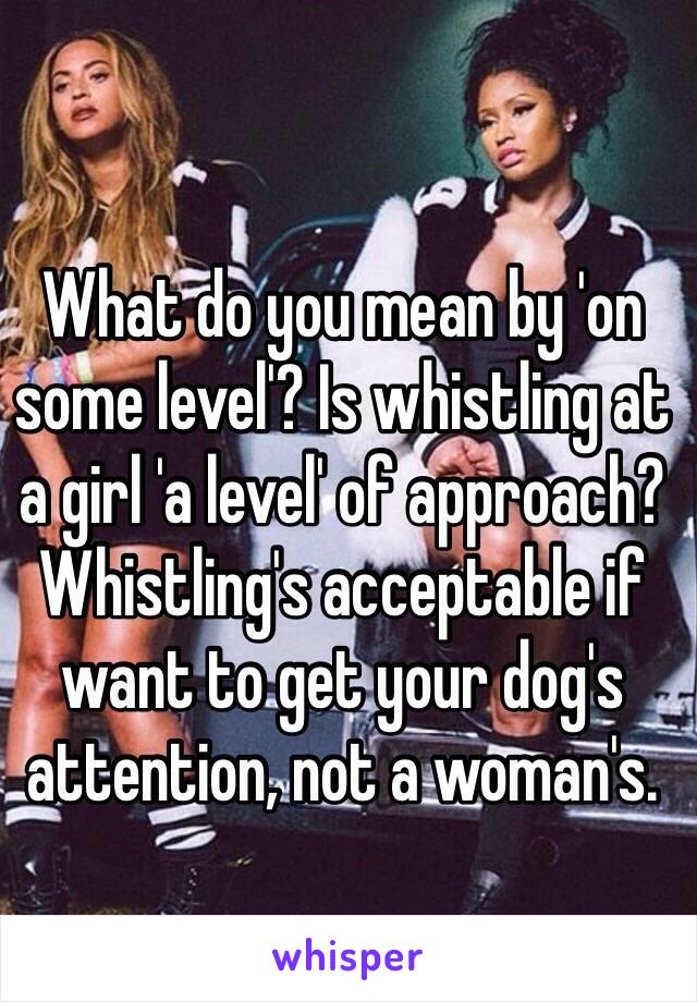 What do you mean by 'on some level'? Is whistling at a girl 'a level' of approach? 
Whistling's acceptable if want to get your dog's attention, not a woman's. 