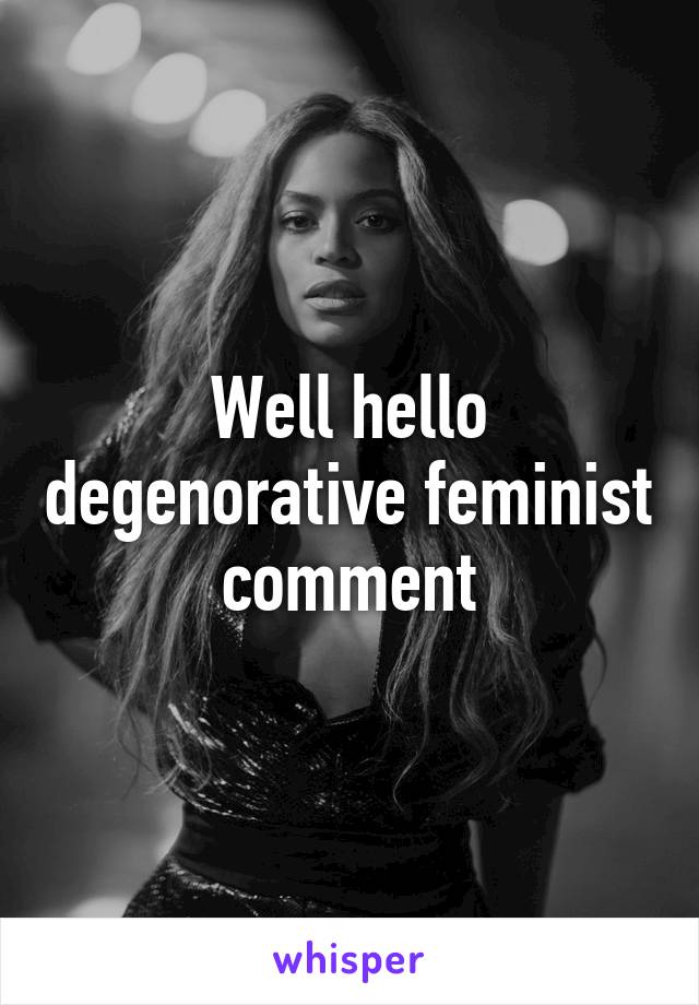 Well hello degenorative feminist comment