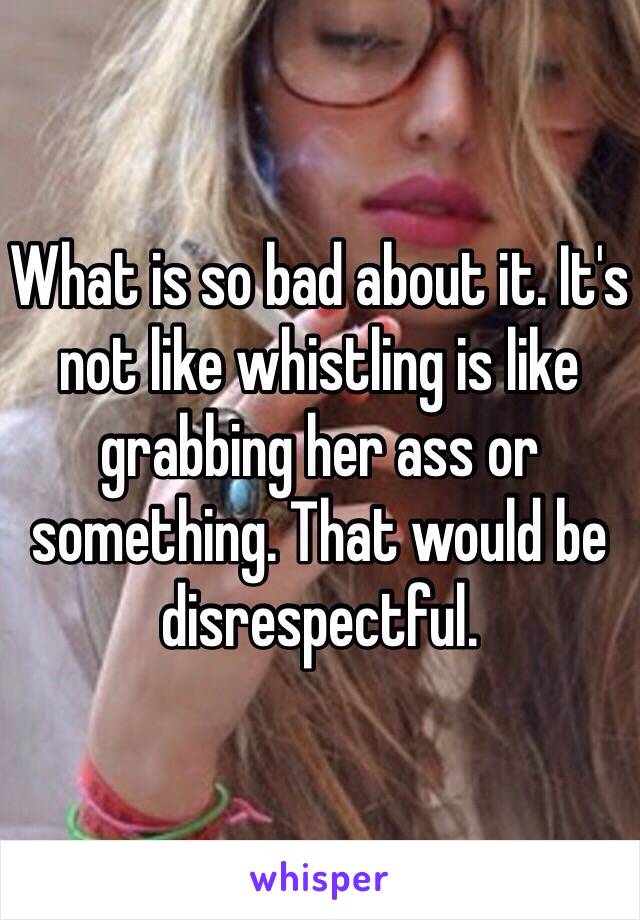 What is so bad about it. It's not like whistling is like grabbing her ass or something. That would be disrespectful. 