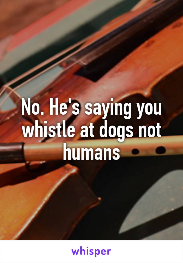 No. He's saying you whistle at dogs not humans