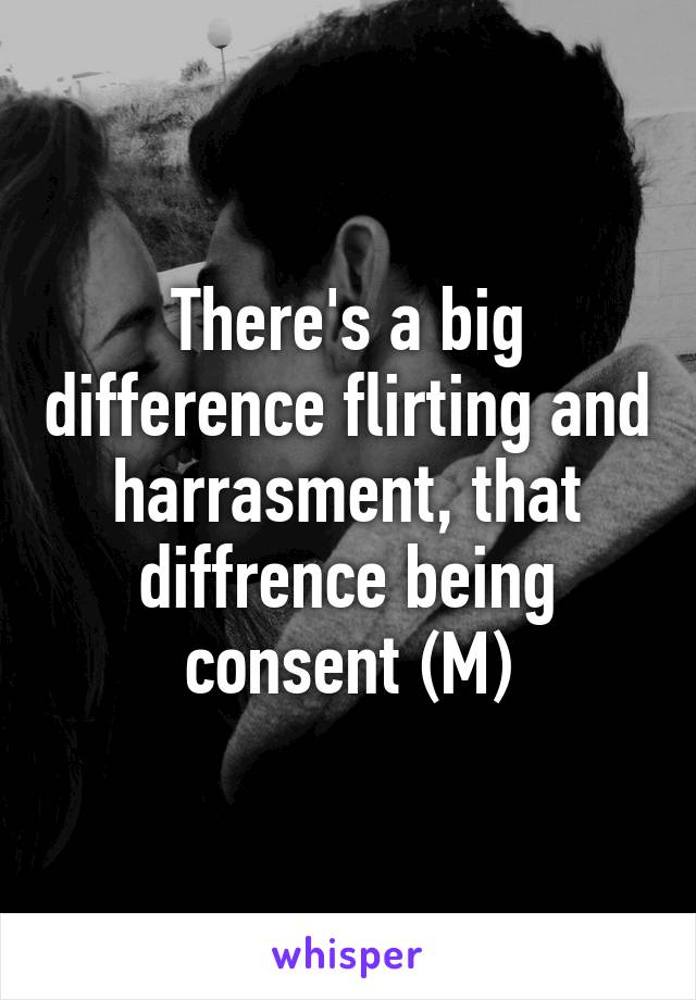 There's a big difference flirting and harrasment, that diffrence being consent (M)