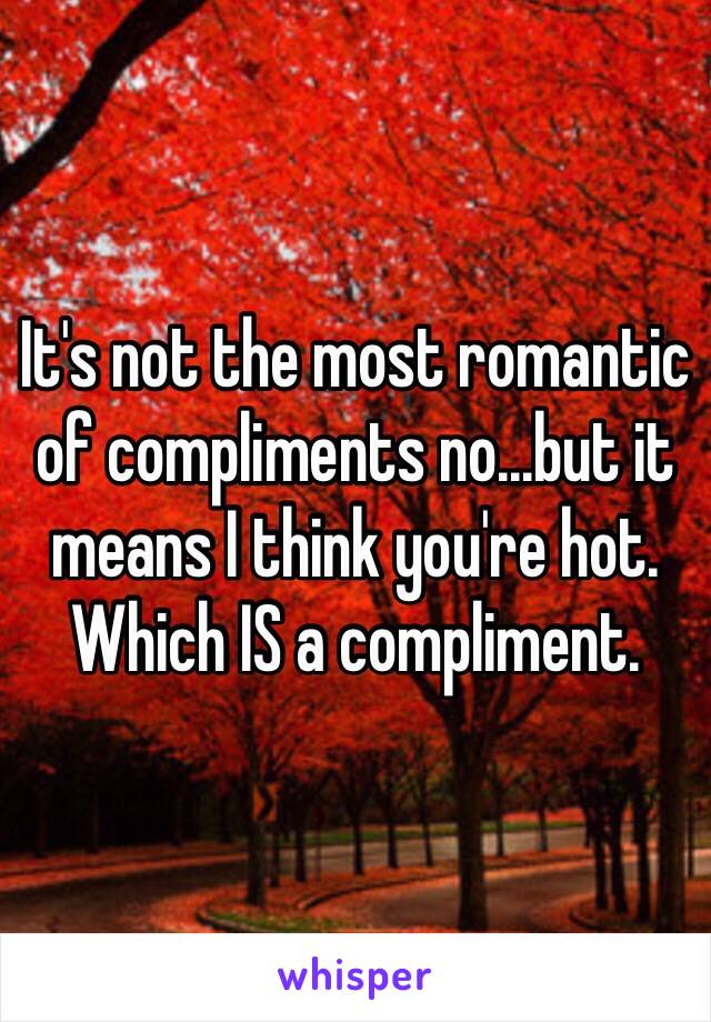 It's not the most romantic of compliments no...but it means I think you're hot. Which IS a compliment. 