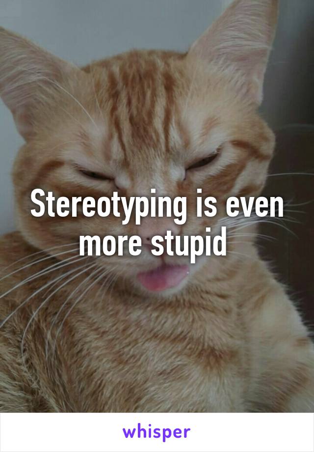 Stereotyping is even more stupid 