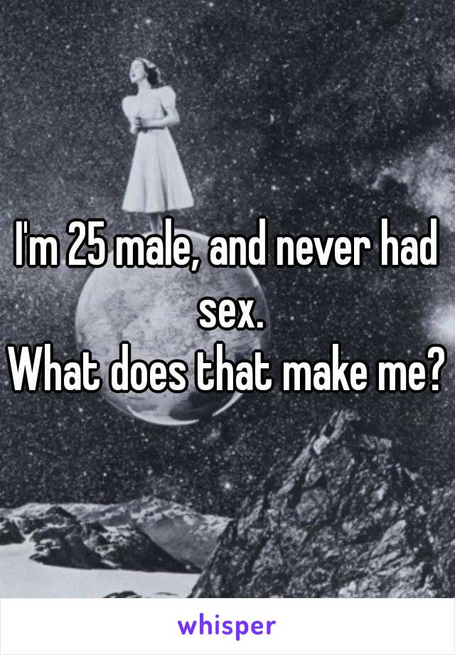 I'm 25 male, and never had sex.
What does that make me?