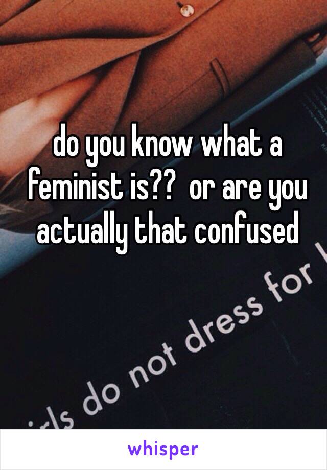 do you know what a feminist is??  or are you actually that confused 