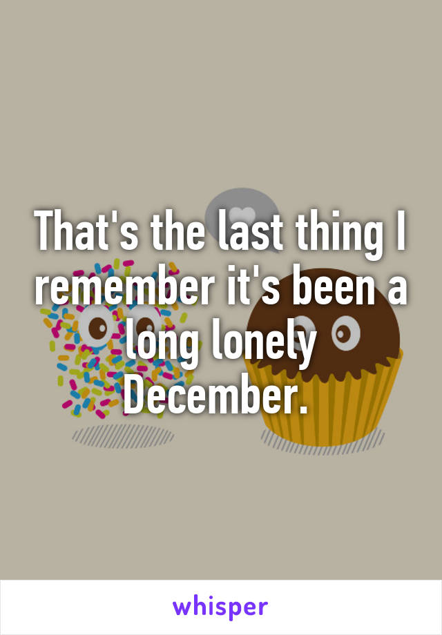 That's the last thing I remember it's been a long lonely December. 