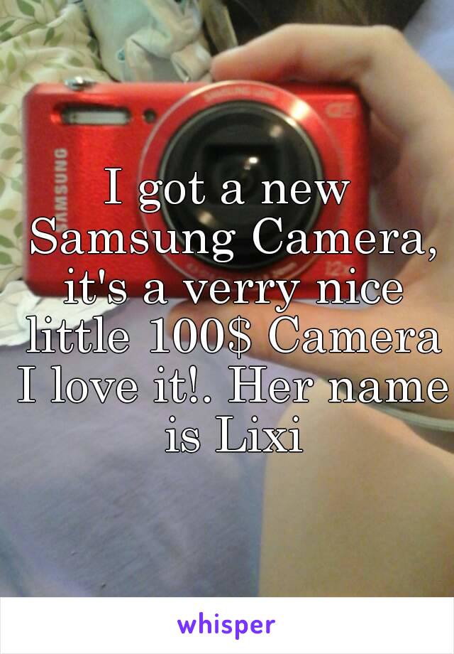 I got a new Samsung Camera, it's a verry nice little 100$ Camera I love it!. Her name is Lixi