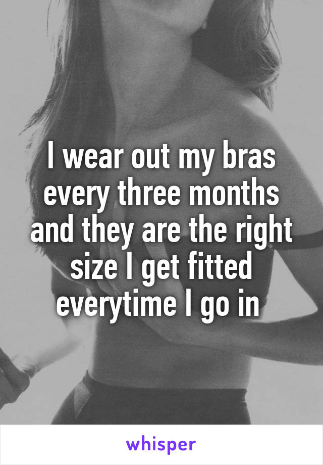 I wear out my bras every three months and they are the right size I get fitted everytime I go in 