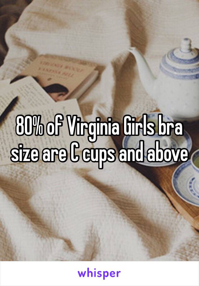 80% of Virginia Girls bra size are C cups and above 