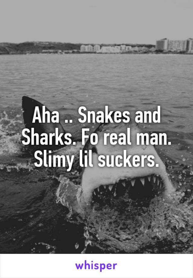 Aha .. Snakes and Sharks. Fo real man. Slimy lil suckers.