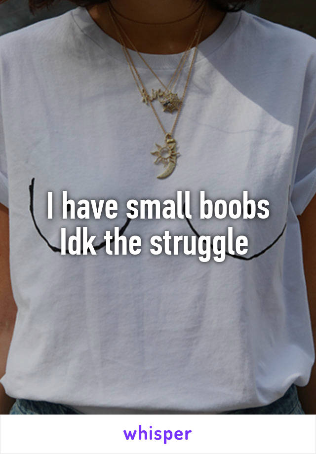 I have small boobs
Idk the struggle 