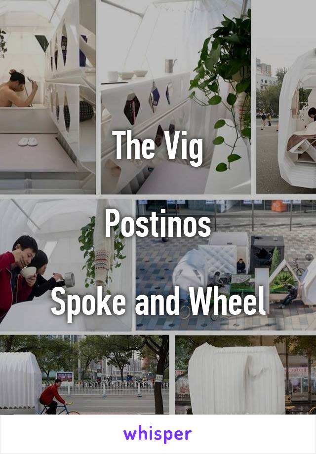 The Vig

Postinos

Spoke and Wheel