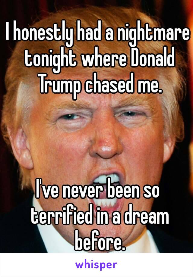 I honestly had a nightmare tonight where Donald Trump chased me.



I've never been so terrified in a dream before.