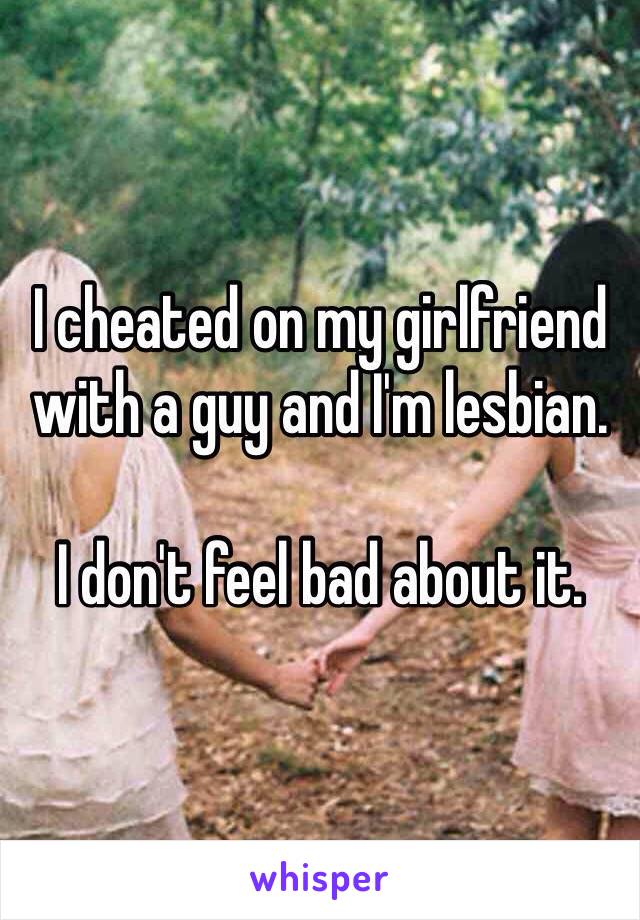I cheated on my girlfriend with a guy and I'm lesbian. 

I don't feel bad about it. 