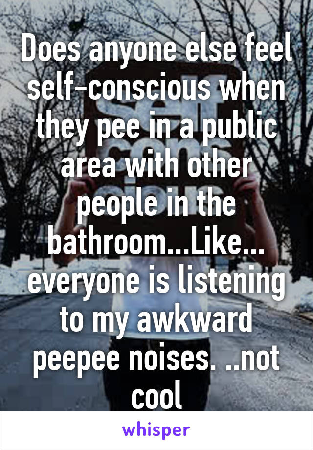 Does anyone else feel self-conscious when they pee in a public area with other people in the bathroom...Like... everyone is listening to my awkward peepee noises. ..not cool