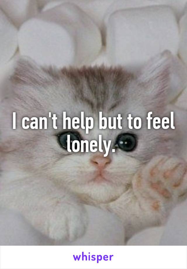I can't help but to feel lonely. 