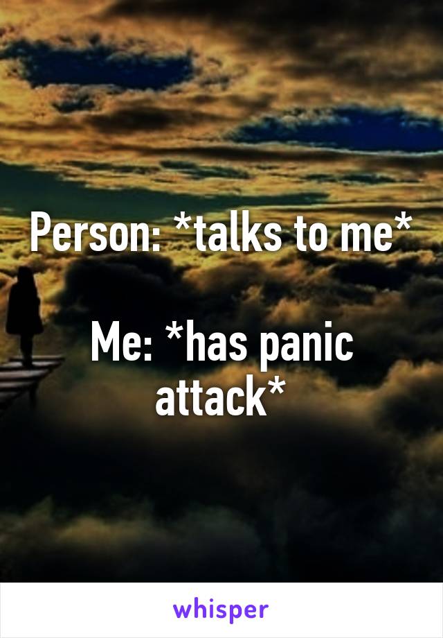 Person: *talks to me*

Me: *has panic attack*