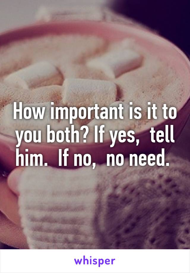 How important is it to you both? If yes,  tell him.  If no,  no need. 