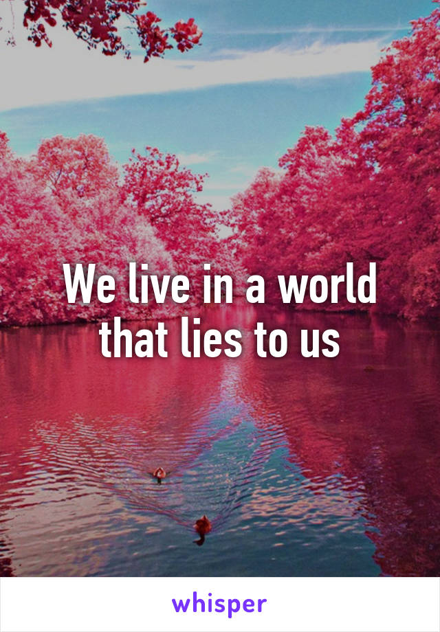 We live in a world that lies to us