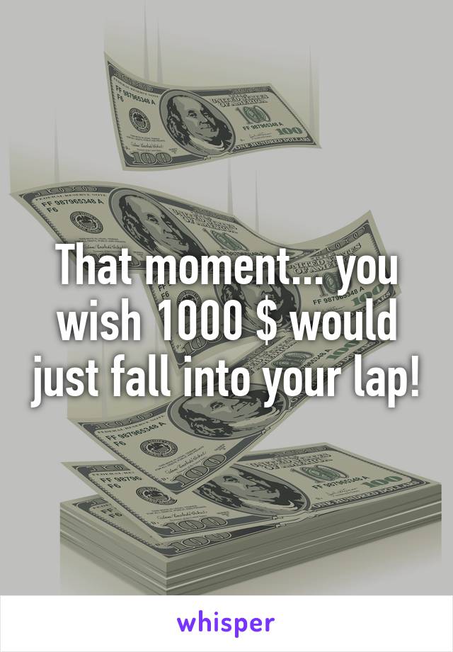 That moment... you wish 1000 $ would just fall into your lap!