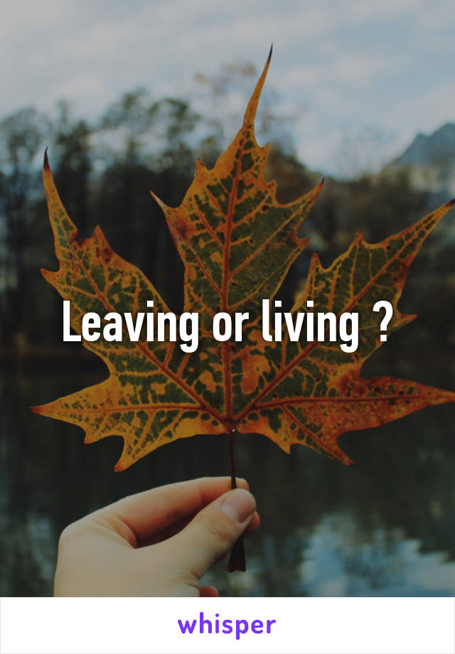 Leaving or living ?