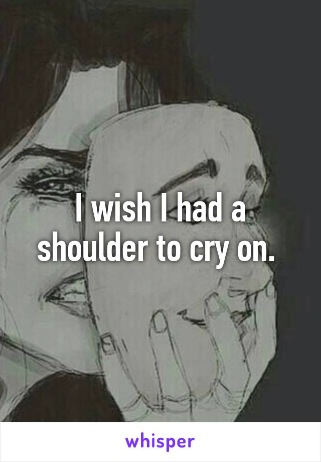 I wish I had a shoulder to cry on. 