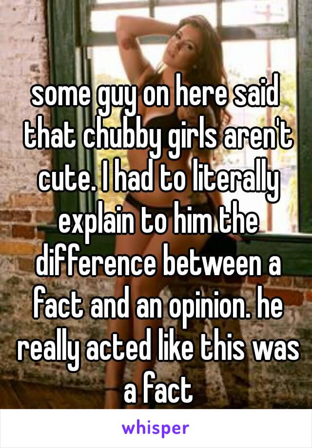 some guy on here said that chubby girls aren't cute. I had to literally explain to him the difference between a fact and an opinion. he really acted like this was a fact