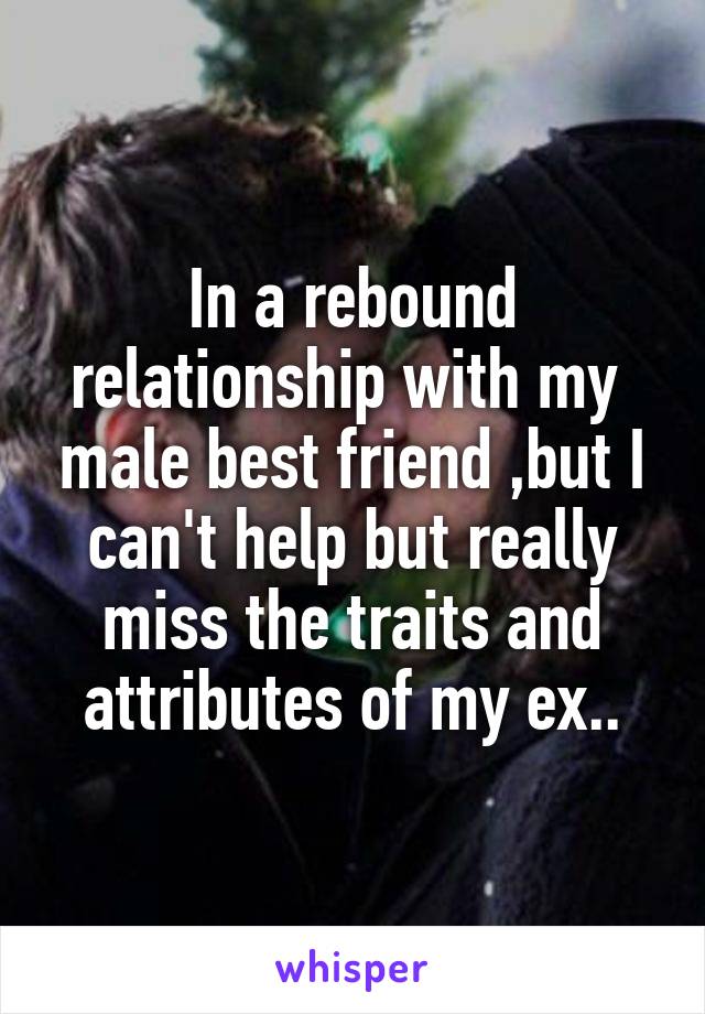 In a rebound relationship with my  male best friend ,but I can't help but really miss the traits and attributes of my ex..