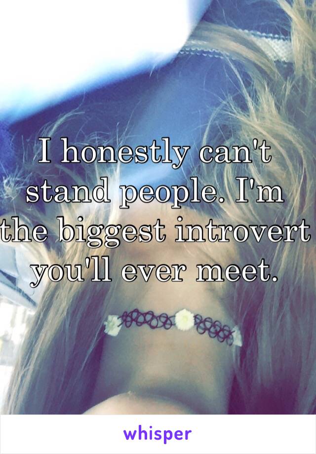 I honestly can't stand people. I'm the biggest introvert you'll ever meet.